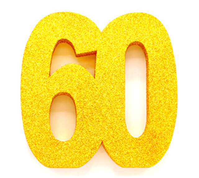 Tafeldecoratie glitter goud cijfer 60