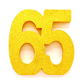Tafeldecoratie glitter goud cijfer 65