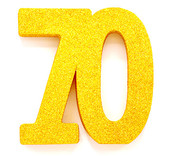 Tafeldecoratie glitter goud cijfer 70 Tafeldecoratie glitter goud cijfer 70