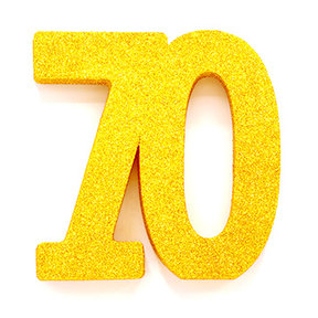 Tafeldecoratie glitter goud cijfer 70