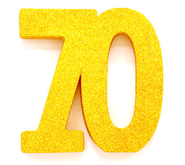 Tafeldecoratie glitter goud cijfer 70 Tafeldecoratie glitter goud cijfer 70