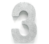 Tafeldecoratie glitter zilver cijfer 3
