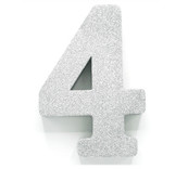 Tafeldecoratie glitter zilver cijfer 4