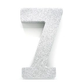 Tafeldecoratie glitter zilver cijfer 7