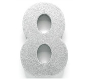 Tafeldecoratie glitter zilver cijfer 8