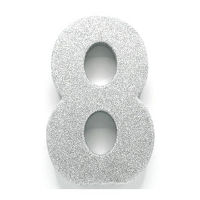 Tafeldecoratie glitter zilver cijfer 8