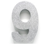 Tafeldecoratie glitter zilver cijfer 9