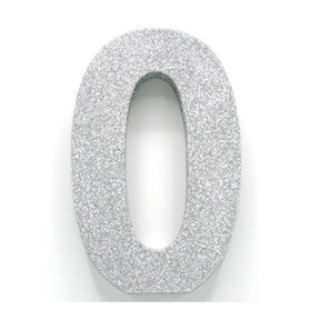 Tafeldecoratie glitter zilver cijfer 0