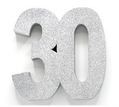 Tafeldecoratie glitter zilver cijfer 30
