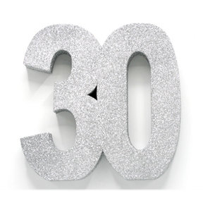 Tafeldecoratie glitter zilver cijfer 30