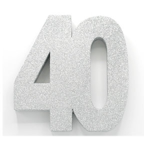 Tafeldecoratie glitter zilver cijfer 40