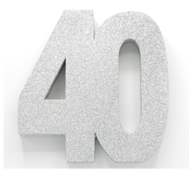 Tafeldecoratie glitter zilver cijfer 40