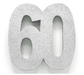 Tafeldecoratie glitter zilver cijfer 60