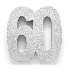 Tafeldecoratie glitter zilver cijfer 60