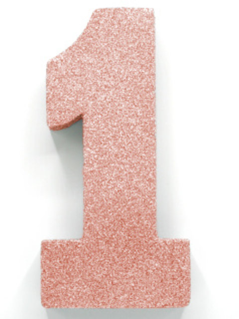 Tafeldecoratie glitter rosé goud cijfer 1