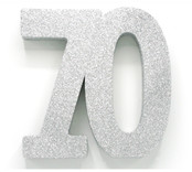 Tafeldecoratie glitter zilver cijfer 70 Tafeldecoratie glitter zilver cijfer 70