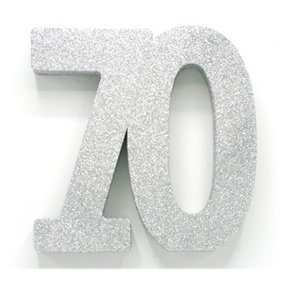 Tafeldecoratie glitter zilver cijfer 70