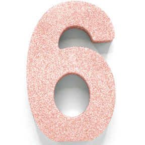 Tafeldecoratie glitter rosé goud cijfer 6