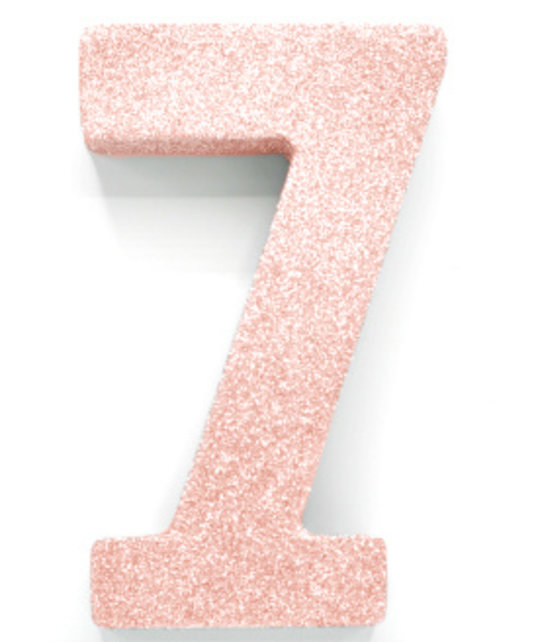 Tafeldecoratie glitter rosé goud cijfer 7