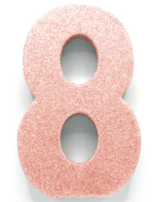Tafeldecoratie glitter rosé goud cijfer 8 Tafeldecoratie glitter rosé goud cijfer 8