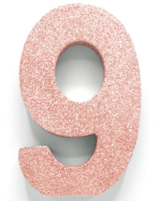 Tafeldecoratie glitter rosé goud cijfer 9