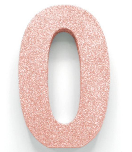 Tafeldecoratie glitter rosé goud cijfer 0