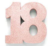 Tafeldecoratie glitter rosé goud cijfer 18 Tafeldecoratie glitter rosé goud cijfer 18