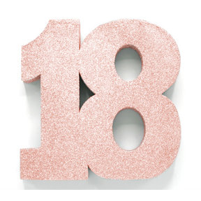 Tafeldecoratie glitter rosé goud cijfer 18