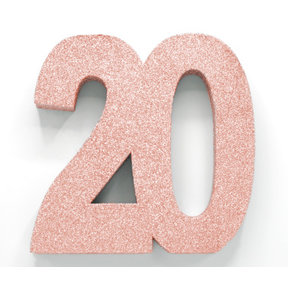 Tafeldecoratie glitter rosé goud cijfer 20