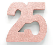 Tafeldecoratie glitter rosé goud cijfer 25