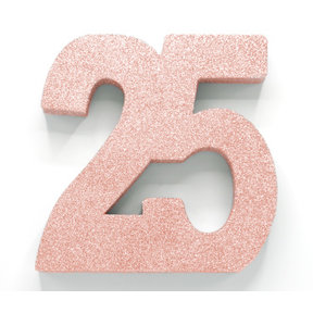 Tafeldecoratie glitter rosé goud cijfer 25