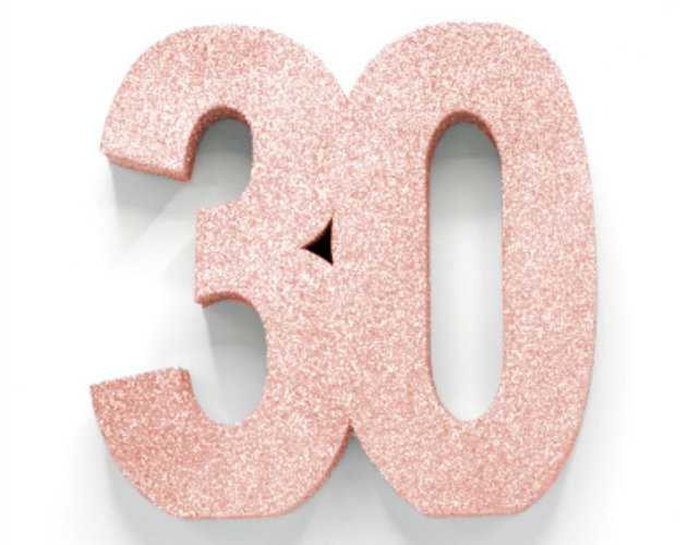 Tafeldecoratie glitter rosé goud cijfer 30