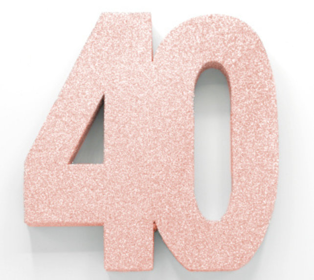 Tafeldecoratie glitter rosé goud cijfer 40