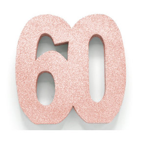Tafeldecoratie glitter rosé goud cijfer 60