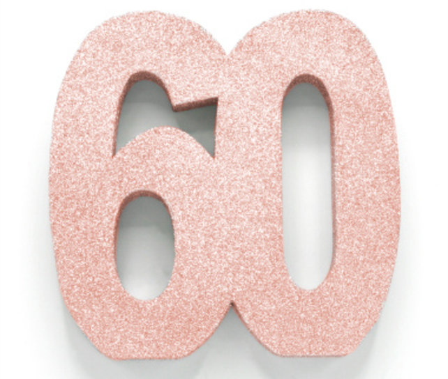 Tafeldecoratie glitter rosé goud cijfer 60