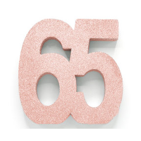 Tafeldecoratie glitter rosé goud cijfer 65
