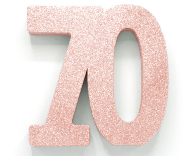 Tafeldecoratie glitter rosé goud cijfer 70