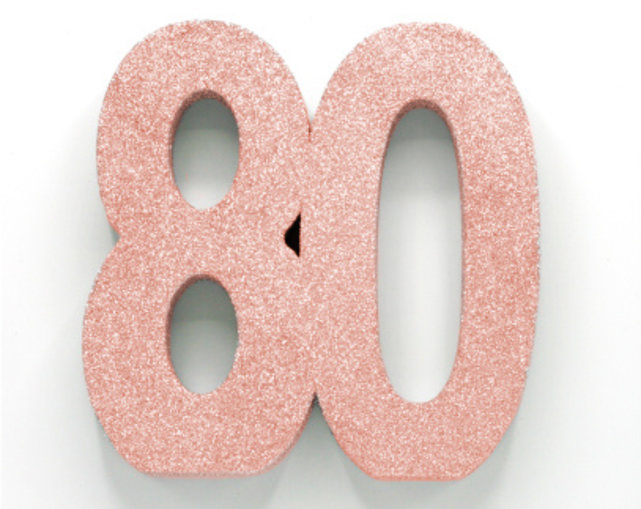 Tafeldecoratie glitter rosé goud cijfer 80