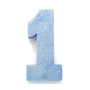 Tafeldecoratie glitter baby blauw cijfer 1