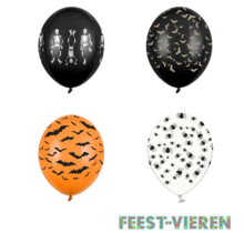 Halloween ballonnen set spinnen, vleermuizen en skelletten 24 stuks