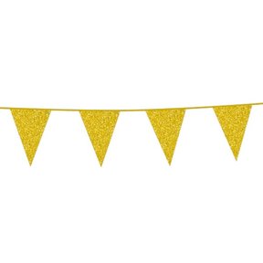 Glitter vlaggenlijn goud 6 meter (vlaggetjes 16x20cm)