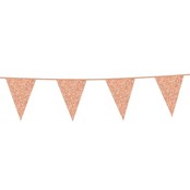 Glitter vlaggenlijn rosé goud 6 meter (vlaggetjes 16x20cm)