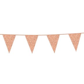 Glitter vlaggenlijn rosé goud 6 meter (vlaggetjes 16x20cm)