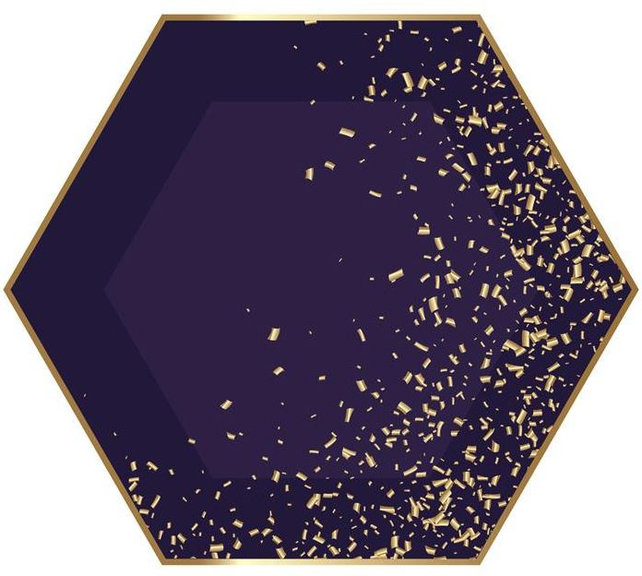 Feestborden Happy New Year zeshoekig Blauw/Goud 18cm, 8st