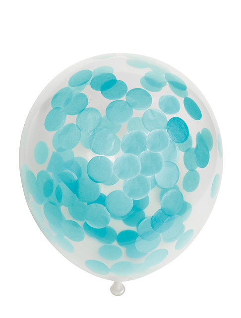 Ballonnen Confetti Licht Blauw - 6 stuks - 30cm