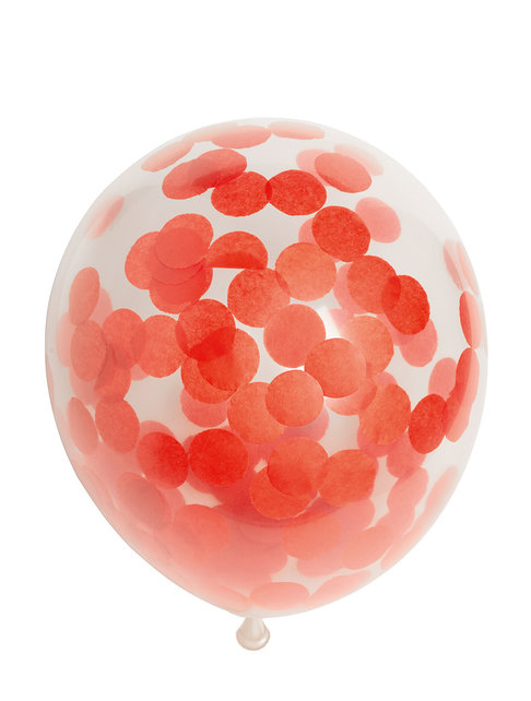 Ballonnen Confetti Rood - 6 stuks - 30cm