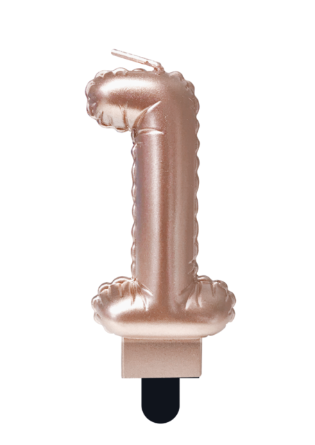 Folieballon cijfer kaars Rosé Goud 1