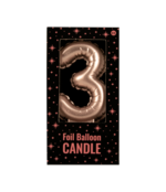 Folieballon cijfer kaars Rosé Goud 3 Folieballon cijfer kaars Rosé Goud 3