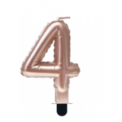 Folieballon cijfer kaars Rosé Goud 4