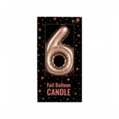 Folieballon cijfer kaars Rosé Goud 6